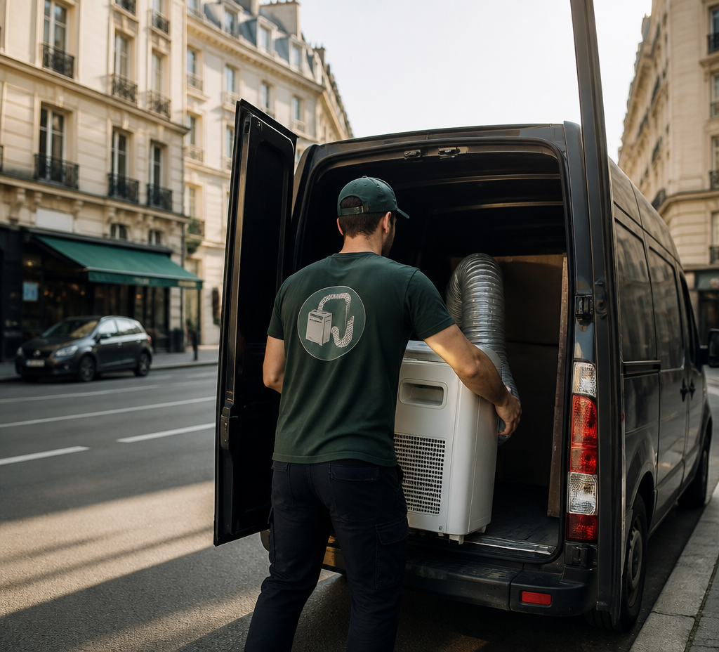 Climatiseur mobile Climloc livré pour un événement à Paris